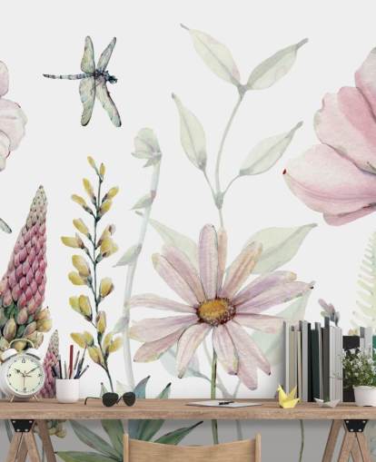 pink growing flowers wall mural pink growing flowers wall mural