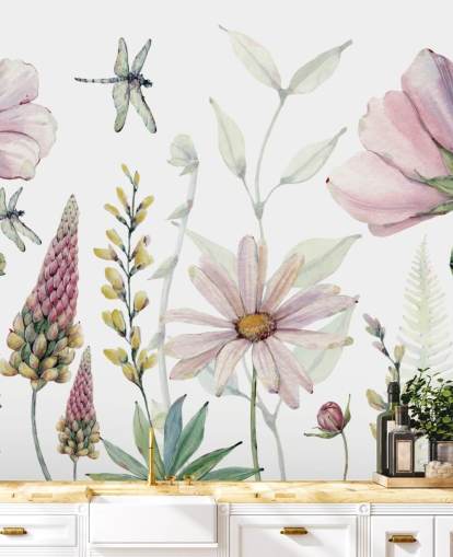 pink growing flowers wall mural pink growing flowers wall mural