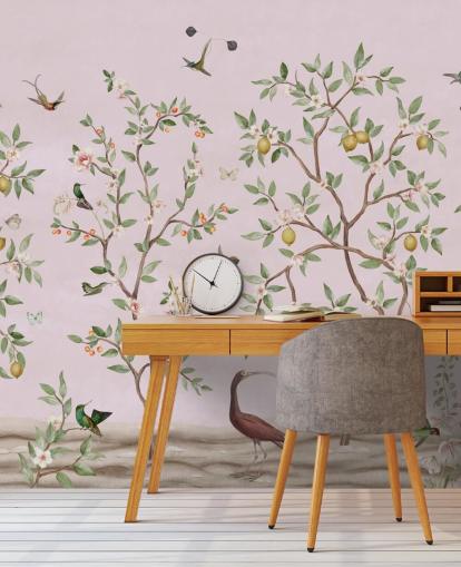 sitrontre chinoiserie i rosa veggmaleri sitrontre chinoiserie i rosa veggmaleri