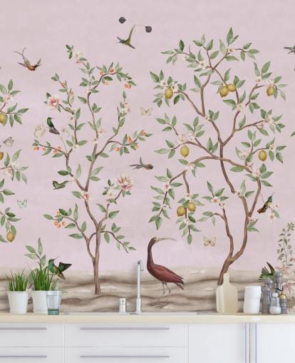 Zitronenbaum-Chinoiserie in rosa Wandbild
