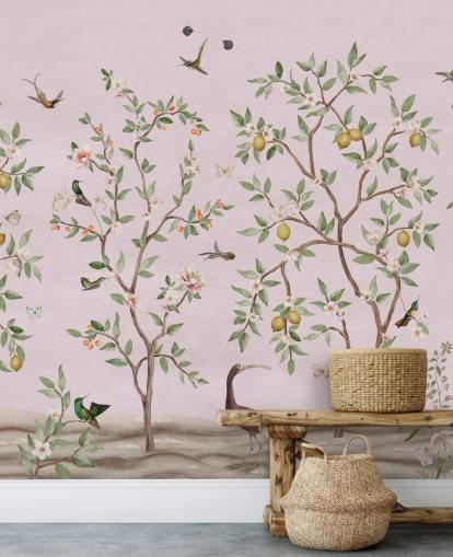 Zitronenbaum-Chinoiserie in rosa Wandbild Zitronenbaum-Chinoiserie in rosa Wandbild