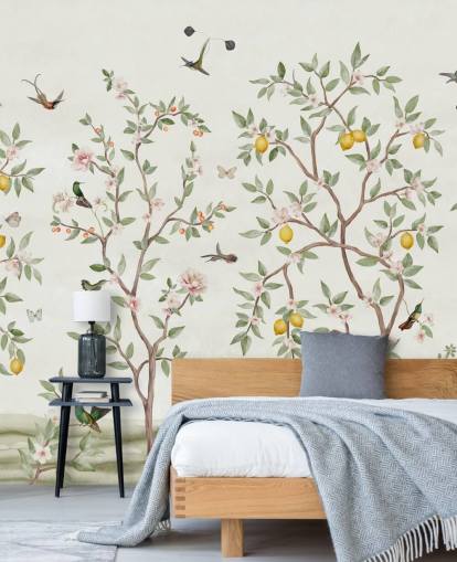 lemon tree chinoiserie wallpaper mural