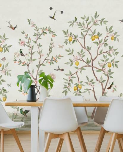 mural de papel de parede chinoiserie de limoeiro
