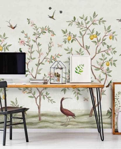 sitrontre chinoiserie tapet veggmaleri sitrontre chinoiserie tapet veggmaleri