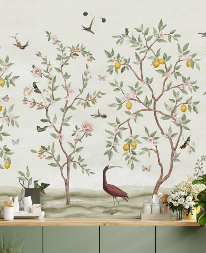 papier peint chinoiserie de citronniers papier peint chinoiserie de citronniers