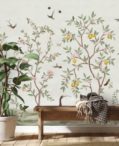 citroenboom chinoiserie muurschildering