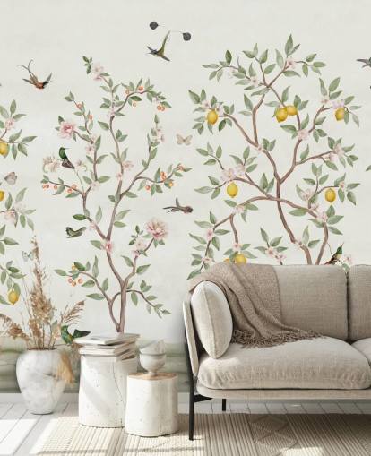 papier peint chinoiserie de citronniers papier peint chinoiserie de citronniers