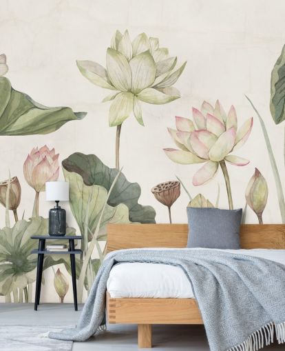 Fotobehang delicate waterlelies Fotobehang delicate waterlelies