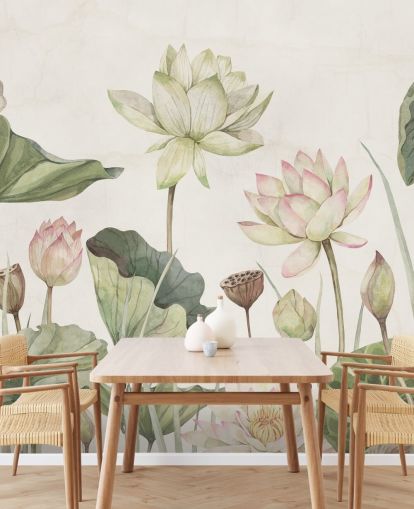 delicate water lilies wall mural