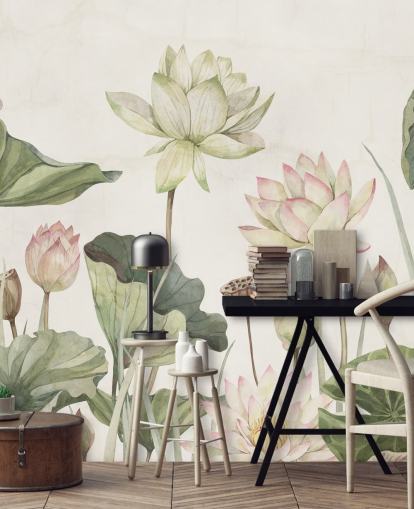 murale con delicate ninfee