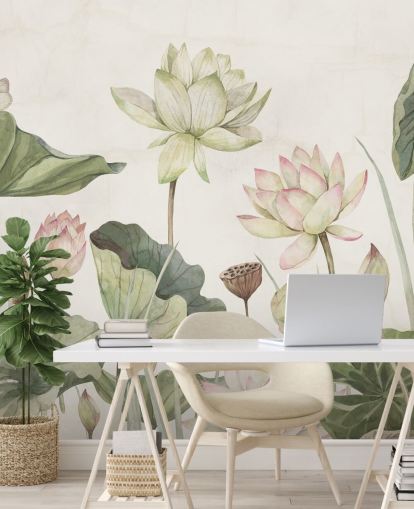 murale con delicate ninfee