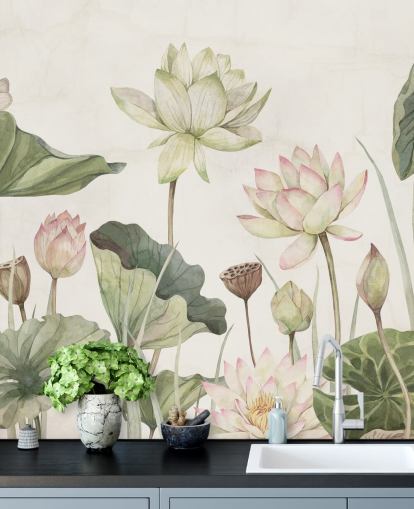 delicate water lilies wall mural