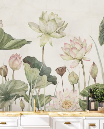 delicate water lilies wall mural