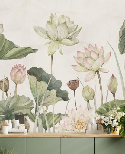 murale con delicate ninfee murale con delicate ninfee