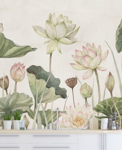 murale con delicate ninfee