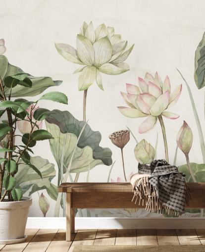 murale con delicate ninfee