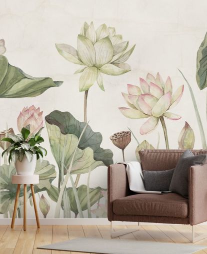 murale con delicate ninfee murale con delicate ninfee