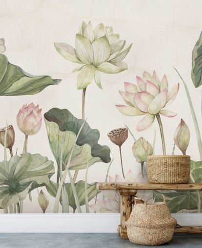 murale con delicate ninfee