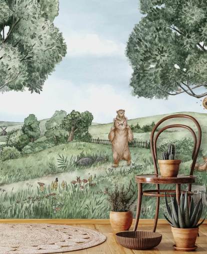 Bears & Bees Wall Mural 