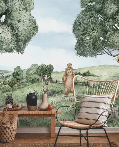 Decorazione murale con orsi e api 