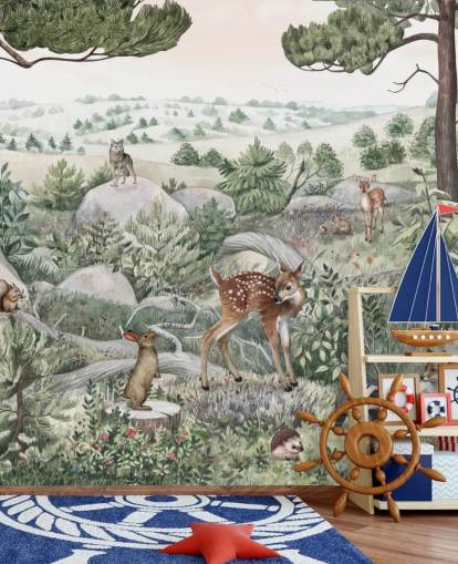 murale della fauna selvatica per bambini con simpatici animali murale della fauna selvatica per bambini con simpatici animali