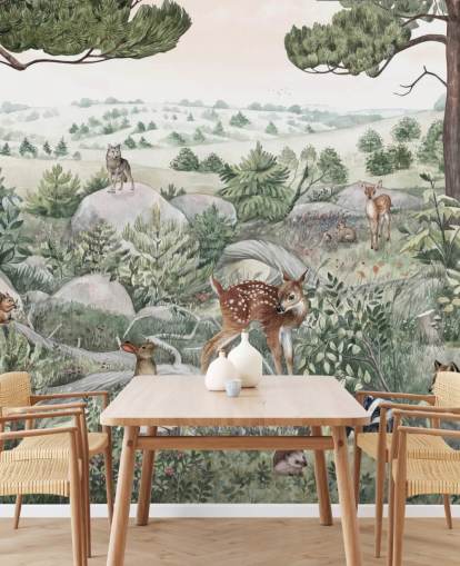 kids wildlife mural with cute animals kids wildlife mural with cute animals