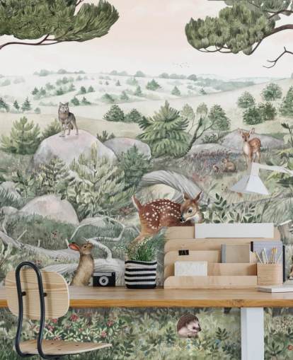 mural de vida silvestre para niños con animales lindos mural de vida silvestre para niños con animales lindos