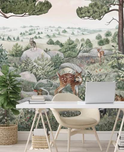 mural de vida silvestre para niños con animales lindos mural de vida silvestre para niños con animales lindos