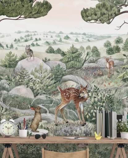 mural de vida silvestre para niños con animales lindos mural de vida silvestre para niños con animales lindos