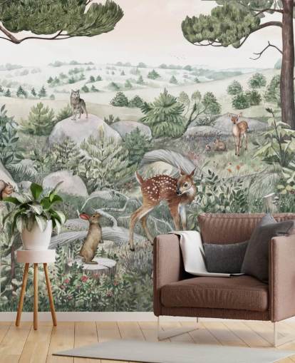 kids wildlife mural with cute animals kids wildlife mural with cute animals