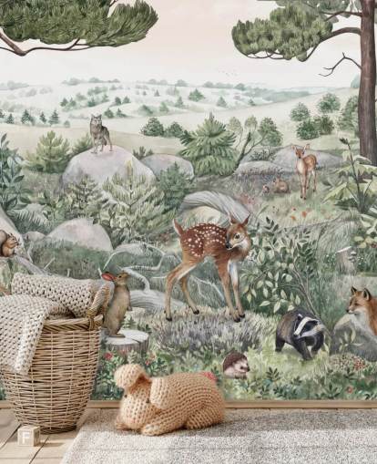 murale della fauna selvatica per bambini con simpatici animali murale della fauna selvatica per bambini con simpatici animali