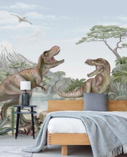 mural de pared de T. Rex para niños