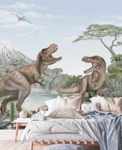 t. rex wall mural for kids