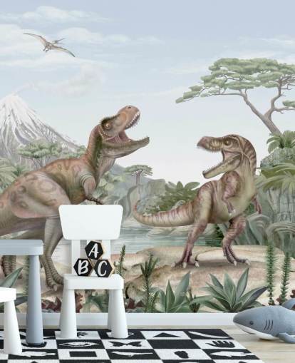 mural de pared de T. Rex para niños