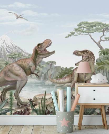 mural de parede t. rex para crianças