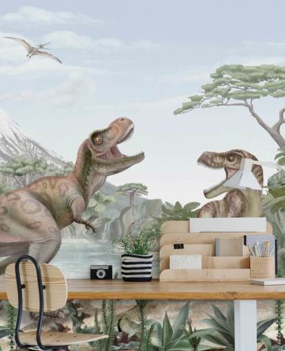 mural de pared de T. Rex para niños