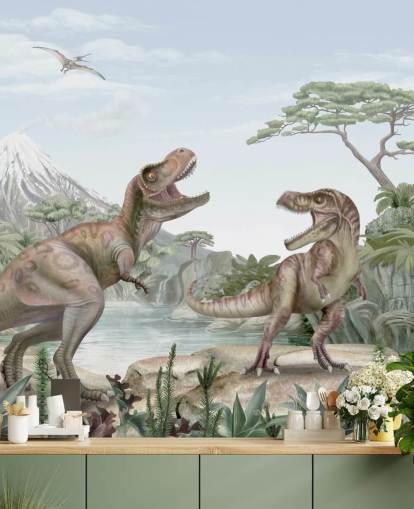 mural de parede t. rex para crianças