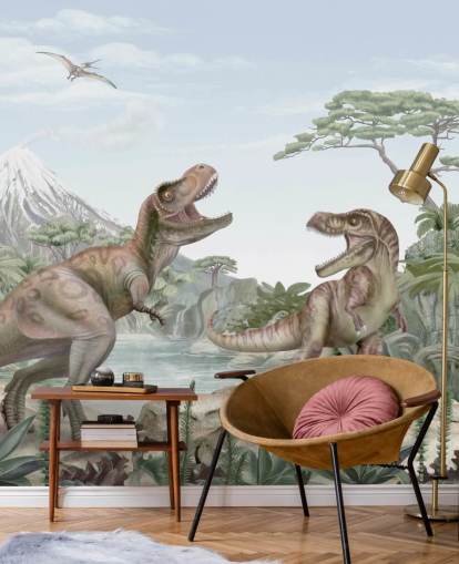 t. rex muurschildering voor kinderen