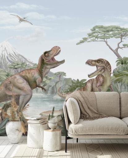 t. rex wall mural for kids