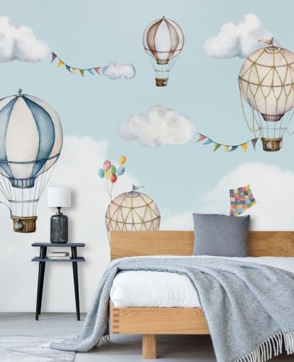 cute hot air balloon wallpaper mural
