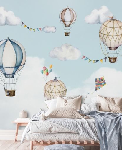 cute hot air balloon wallpaper mural
