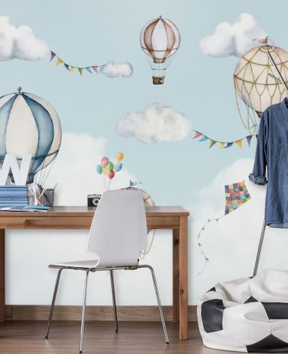 lindo mural de papel de parede de balão de ar quente