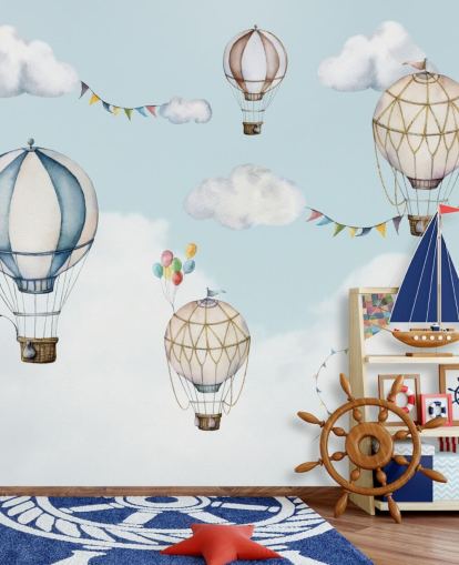 sød varmluftsballon tapet vægmaleri