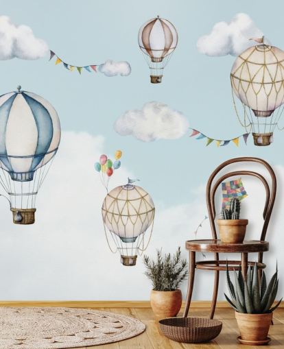 cute hot air balloon wallpaper mural