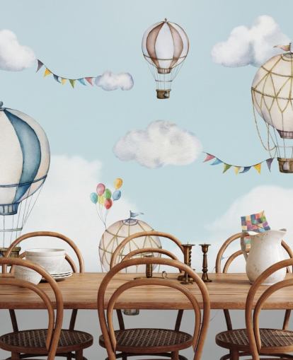 cute hot air balloon wallpaper mural