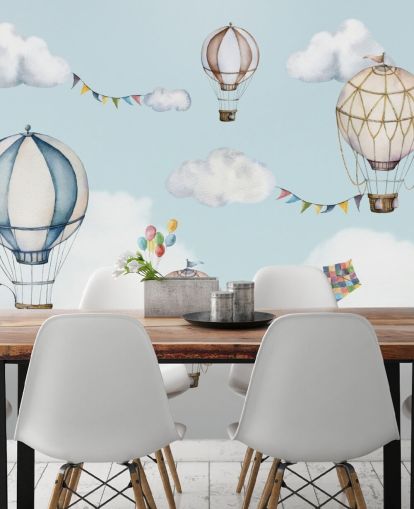 cute hot air balloon wallpaper mural