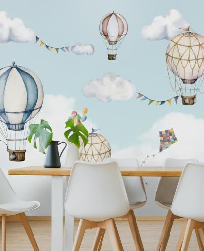 cute hot air balloon wallpaper mural