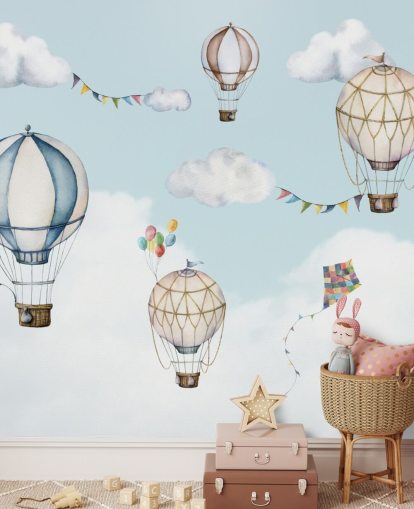 cute hot air balloon wallpaper mural