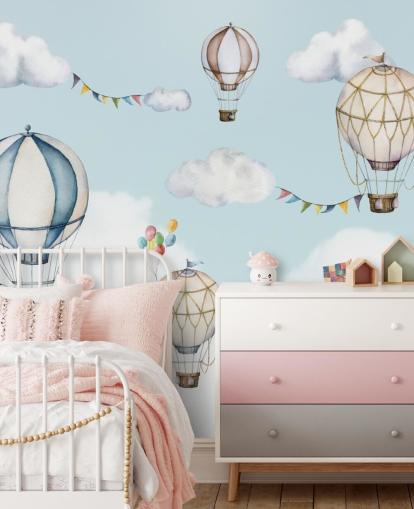 cute hot air balloon wallpaper mural