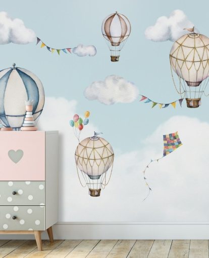 cute hot air balloon wallpaper mural